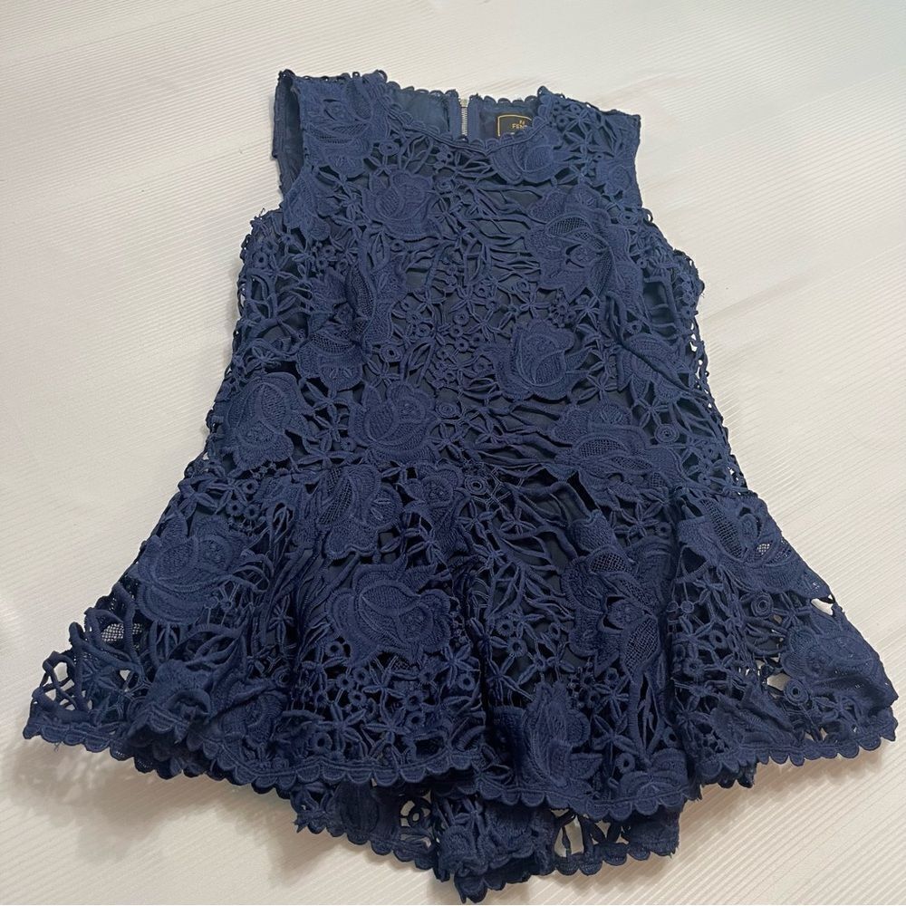 Fendi Navy Blue Lace Top Blouse Size 6